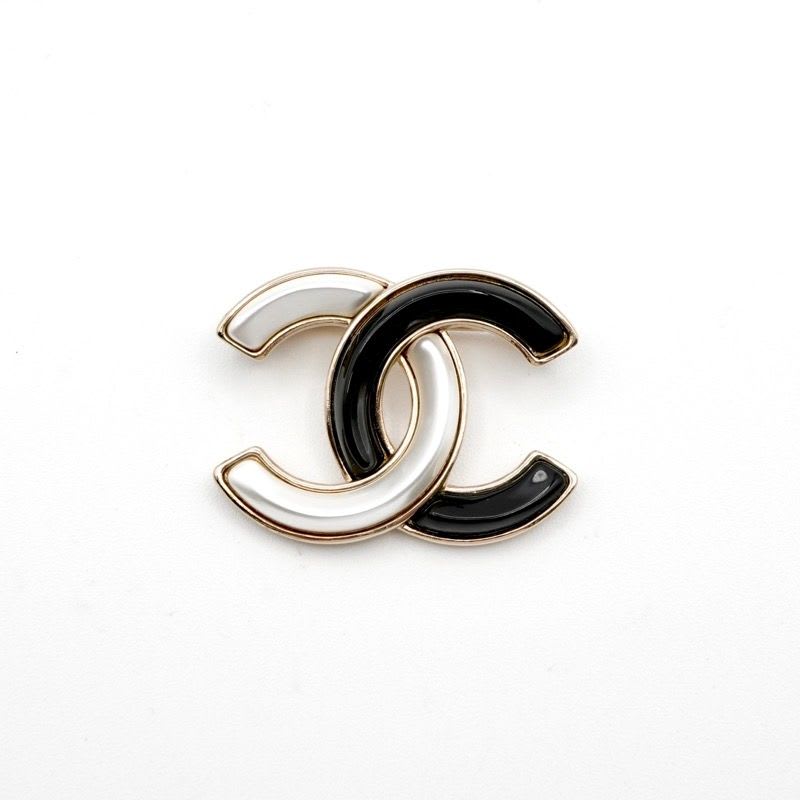 Chanel Brooch Corsage Gold Black Coco Mark Bicolor — view 3