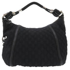 Gucci GG Logo Fringe Bamboo One Shoulder Bag Horsebit Hobo Nylon Leather — view 2