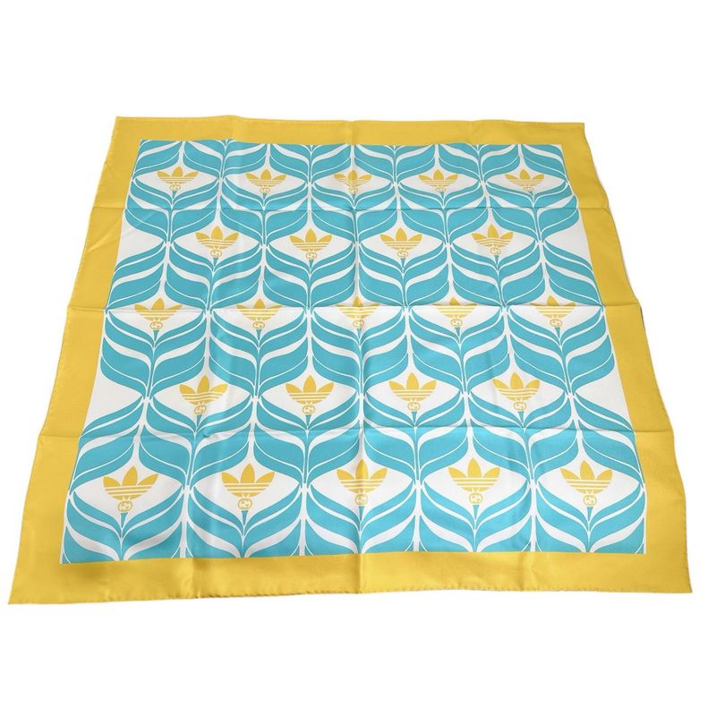 Gucci 100% Silk Scarf Adidas Collaboration Yellow And Blue — view 2