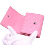 Gucci Compact Wallet GG Marmont Bifold Leather Pink 0052 — view 5