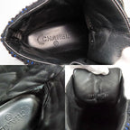 Chanel High Cut Sneakers Chain Double Zip 37 Coco Mark Black Leather — view 7