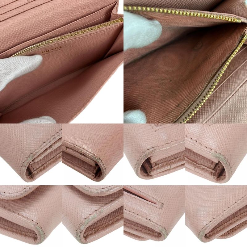 Prada Long Wallet 1 Mh132 Saffiano Leather Light Pink Gold Hardware Fold Simple — view 7