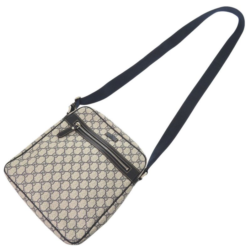 Gucci GG Supreme Canvas Navy Beige Shoulder Bag Blue 0088 — view 2