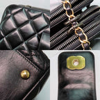 Chanel Quilted Chain Shoulder Bag Bow-ring Black Antique Hardware No — view 8