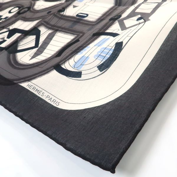 Hermes Carre H 100 Shawl Imprimeur Flou 70% Wool 30% Silk Gray Box — view 3