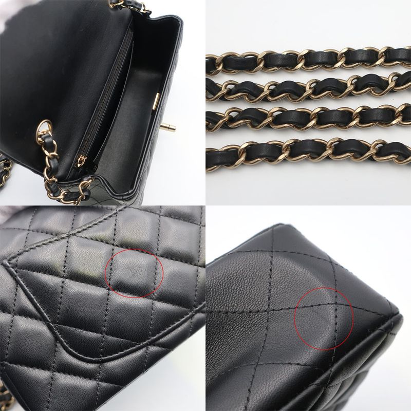 Chanel Mini Quilted Chain Shoulder Black Gold Hardware Single — view 8