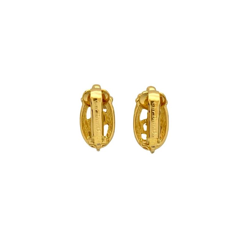 Christian Dior CD Logo Necklace Earrings Set Accessories Gold 55862 With Case — view 8
