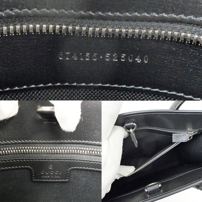 Gucci Tote Bag Interlocking G 2-Way Hand Black Shoulder Leather — view 7