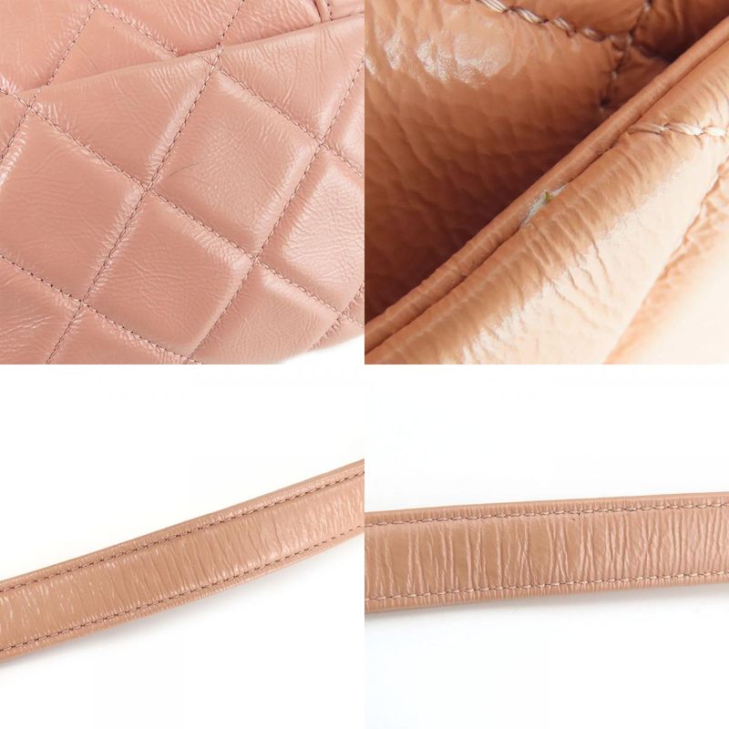 Chanel Shoulder Bag Quilted Leather Peach Beige Gold Hardware 29 th — view 3