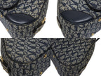 Dior Double Saddle Bag Trotter Canvas Leather Navy Gold — view 7