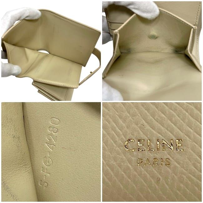 Celine Bifold Wallet Small Strap Cream Beige — view 5