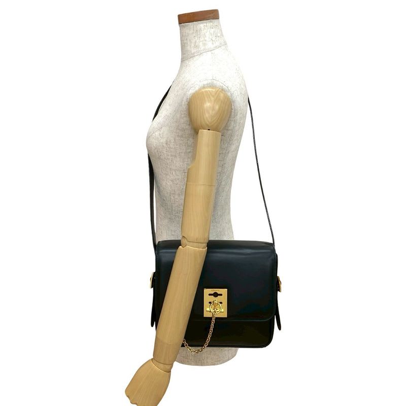 Celine Vintage Logo Ring Hardware Calf Leather Shoulder Bag