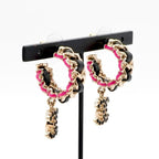 Chanel Earrings Gold Black Pink Coco Mark Hoop — view 9