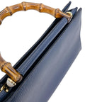 Gucci Leather Bamboo 2-Way Handbag Blue — view 9