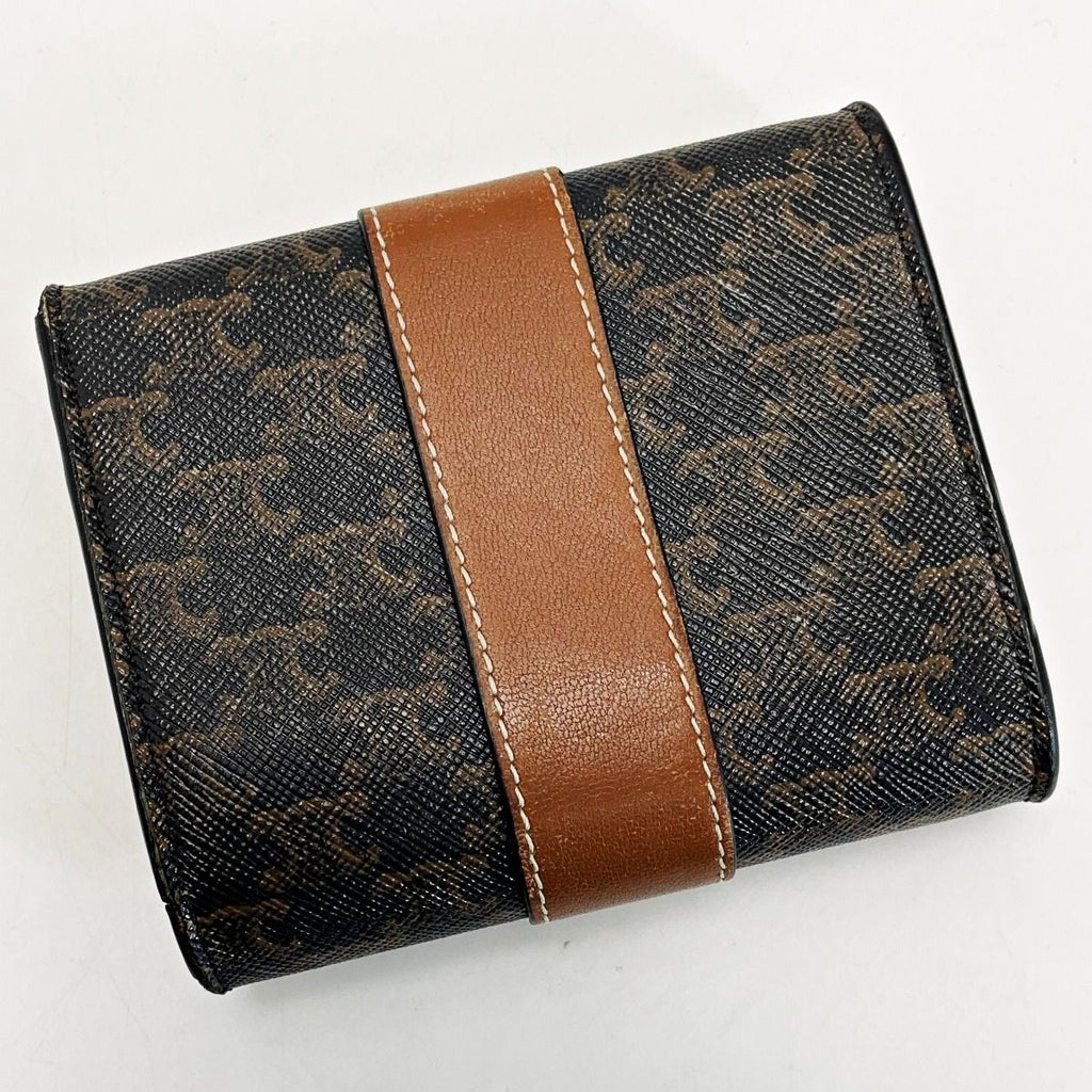 Celine Triomphe Brown Trifold Wallet Gold Hardware — view 2