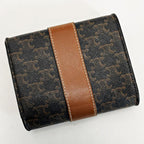 Celine Triomphe Brown Trifold Wallet Gold Hardware — view 2