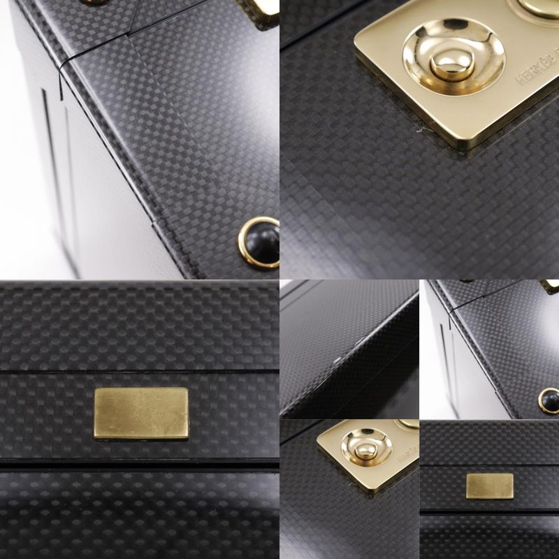 Hermes Espace GM Attache Case Carbon And Leather Black Trunk — view 8