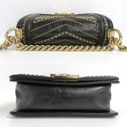 Chanel Boy 20 Chain Shoulder Flap Bag Cuff Black Studs — view 5