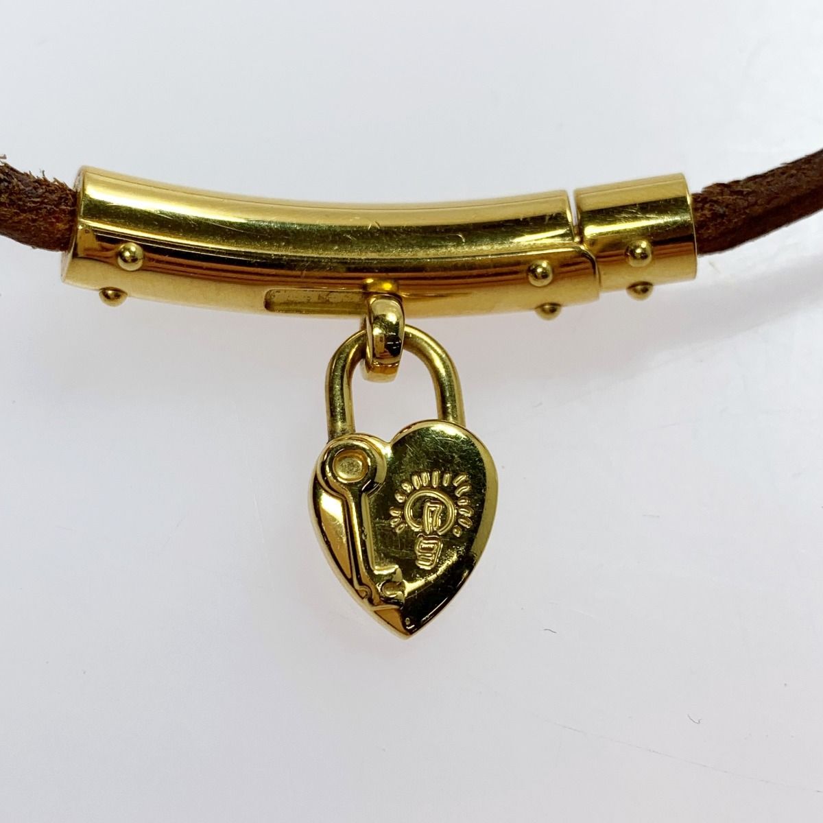 Hermes Viviride Heart Choker Leather Accessories Necklace — view 4