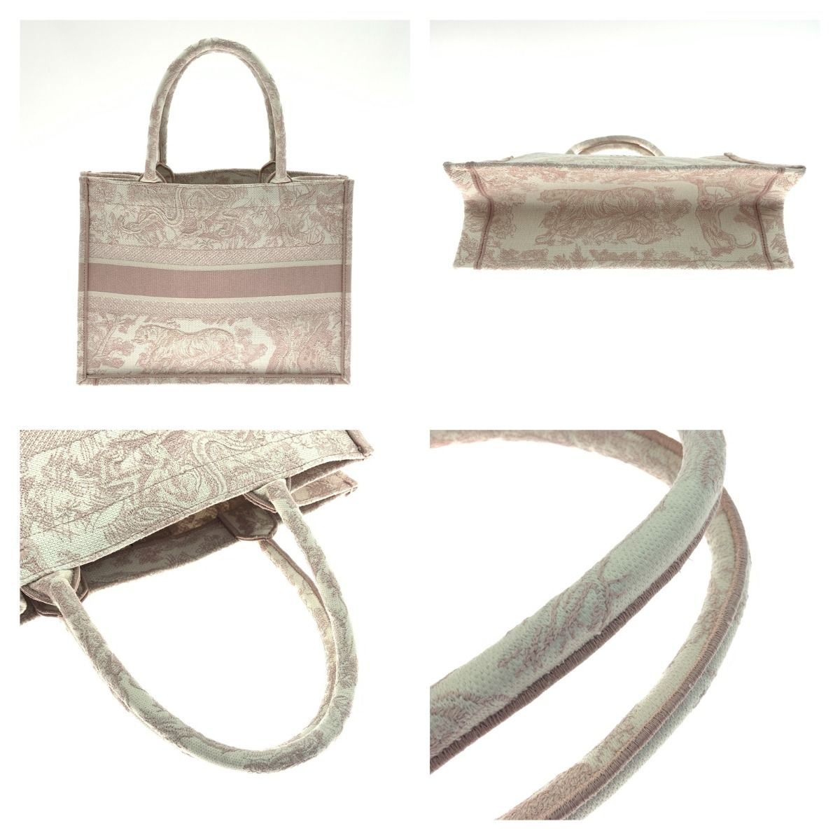 Christian Dior Toile de Jouy Embroidered Book Tote Small Bag M1296 Ztdt Pink — view 2