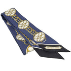 Hermes Twill Scarf Lift Profile Silk Multicolor Blue