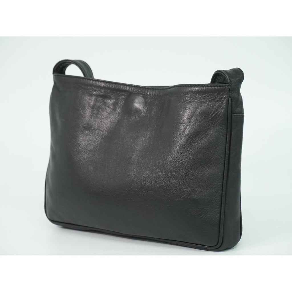 Fendi Logo Shoulder Bag Leather Black — view 2