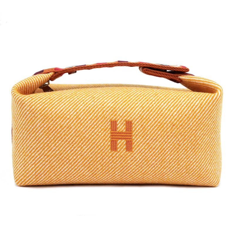 Hermes Brid A Black PM Au-carre Handbag Pouch Faube Orange — view 2