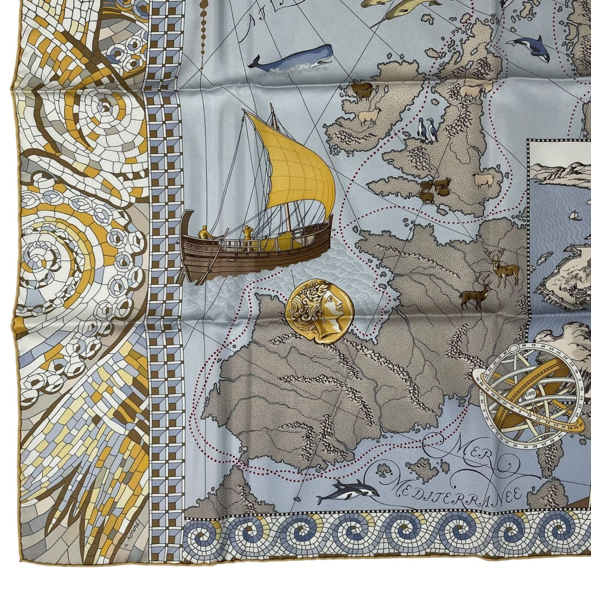 Hermes Scarf Silk Carre 90 le Voyage de Pytheas Box — view 5