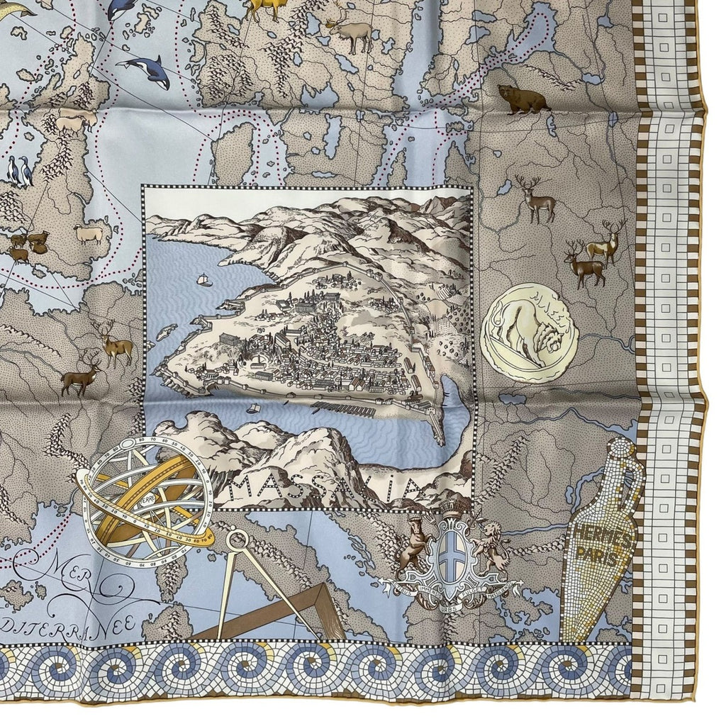 Hermes Scarf Silk Carre 90 le Voyage de Pytheas Box — view 6