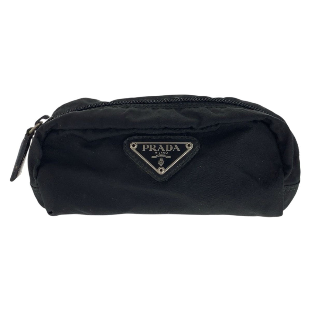 Prada Tessuto Black Silver Nylon Pouch