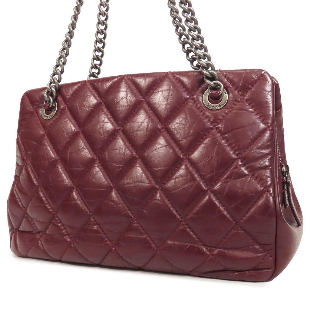Chanel Chain Tote Bordeaux Silver Lambskin Quilted Shoulder Bag — view 2