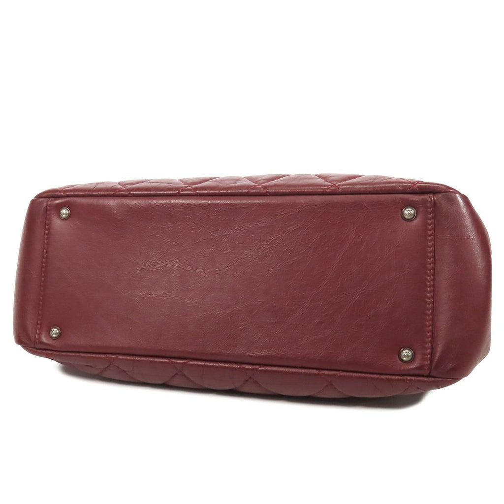 Chanel Chain Tote Bordeaux Silver Lambskin Quilted Shoulder Bag — view 3