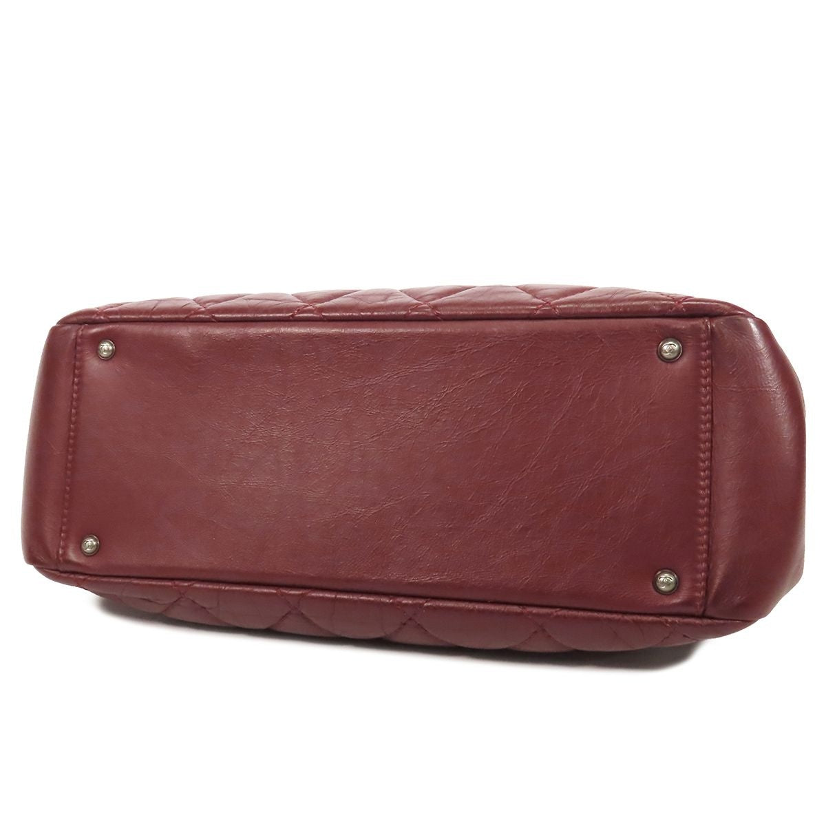 Chanel Chain Tote Bordeaux Silver Lambskin Quilted Shoulder Bag — view 3
