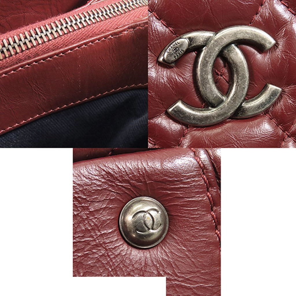 Chanel Chain Tote Bordeaux Silver Lambskin Quilted Shoulder Bag — view 8