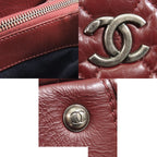 Chanel Chain Tote Bordeaux Silver Lambskin Quilted Shoulder Bag — view 8