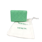 Bottega Veneta Intrecciato Compact Wallet Calf Silver Hardware Green Trifold — view 3