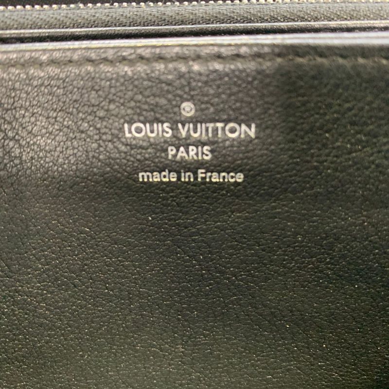 Louis Vuitton Zippy Wallet Long Calf Leather Black Silver 2829 — view 5