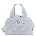 Prada Perforated Logo 2-Way Blue Gray Calfskin Shoulder Bag Triangle
