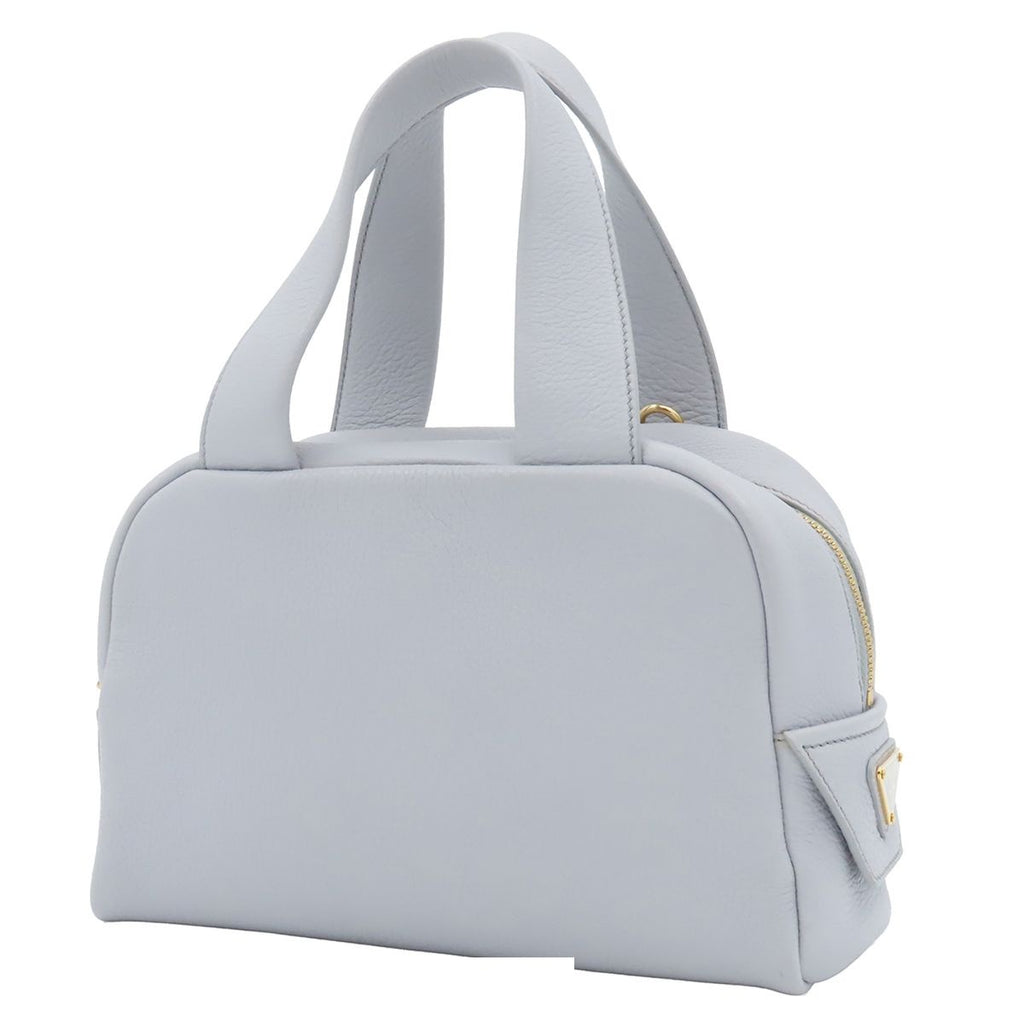 Prada Perforated Logo 2-Way Blue Gray Calfskin Shoulder Bag Triangle — view 2