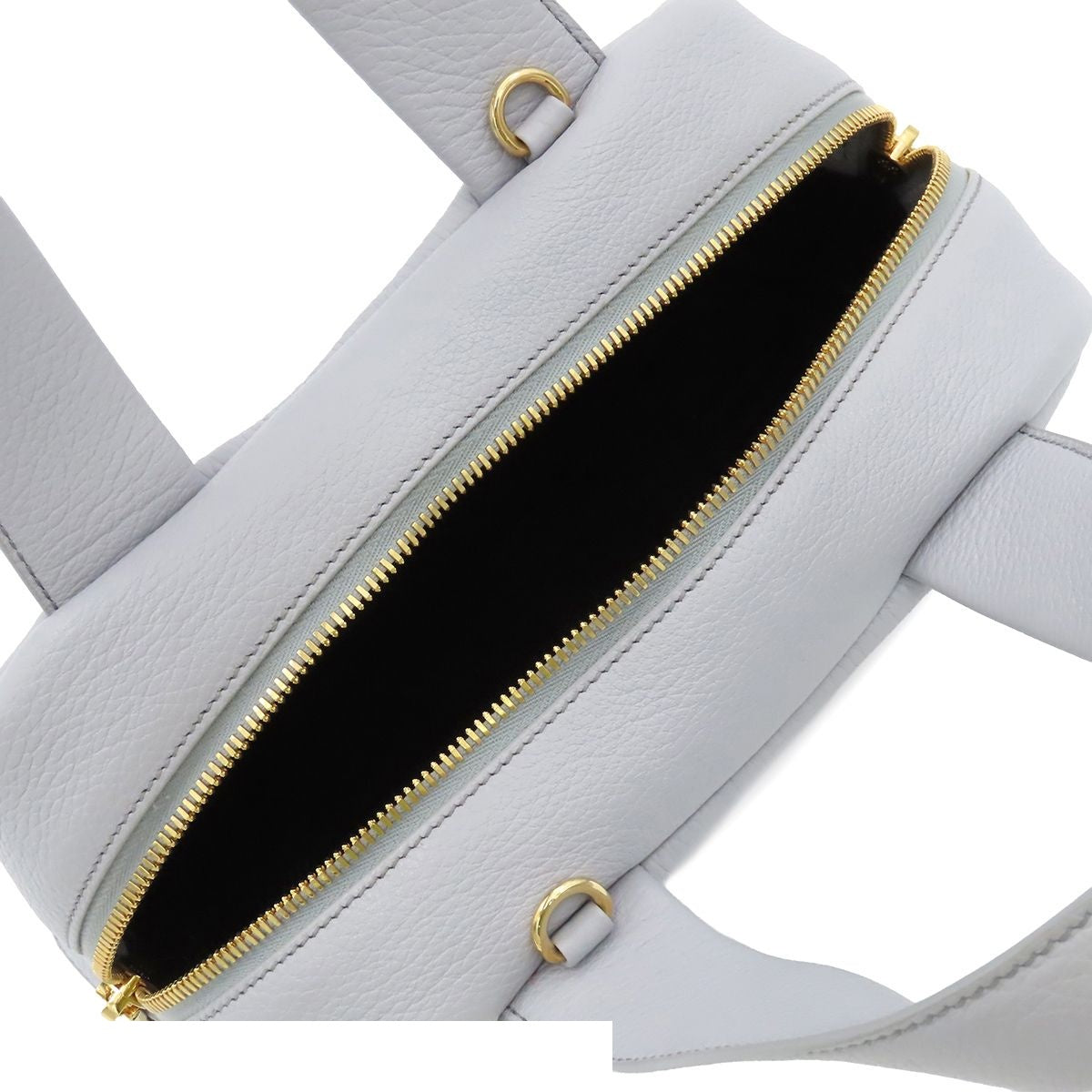 Prada Perforated Logo 2-Way Blue Gray Calfskin Shoulder Bag Triangle — view 5