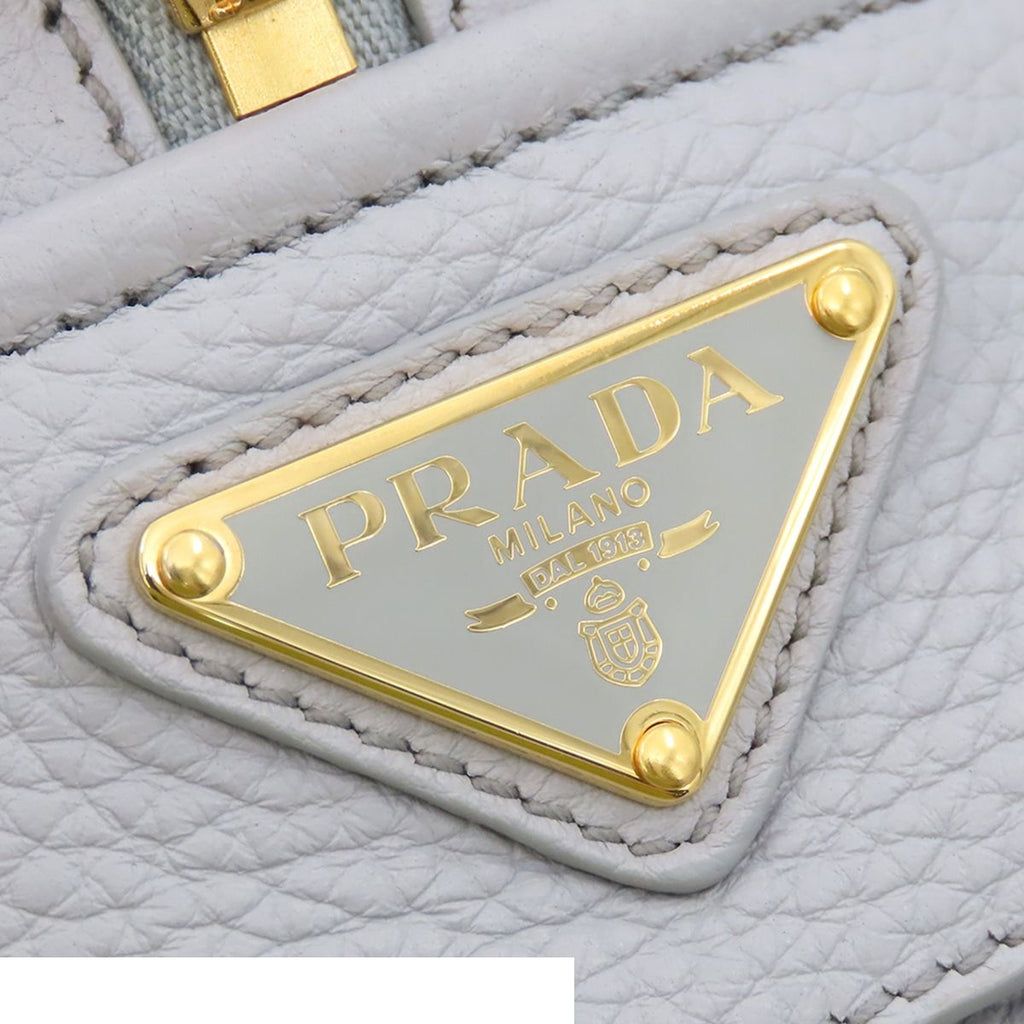 Prada Perforated Logo 2-Way Blue Gray Calfskin Shoulder Bag Triangle — view 6