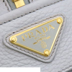 Prada Perforated Logo 2-Way Blue Gray Calfskin Shoulder Bag Triangle — view 6