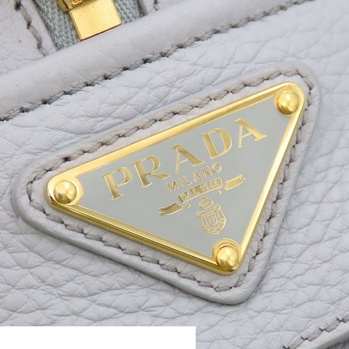 Prada Perforated Logo 2-Way Blue Gray Calfskin Shoulder Bag Triangle — view 6