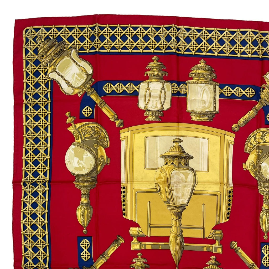 Hermes Scarf Silk Carre 90 Feux de Route Car Lantern Red — view 2