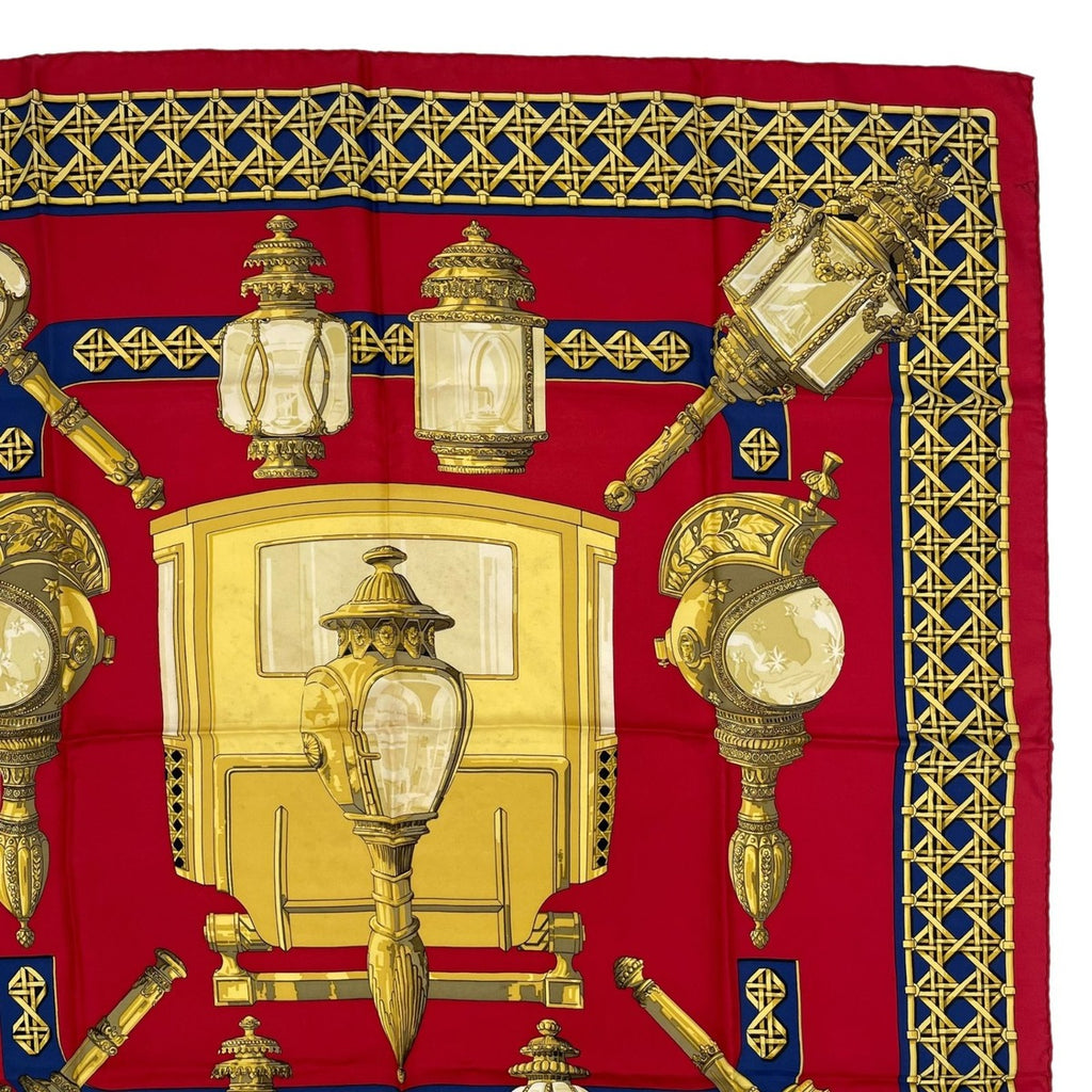 Hermes Scarf Silk Carre 90 Feux de Route Car Lantern Red — view 3