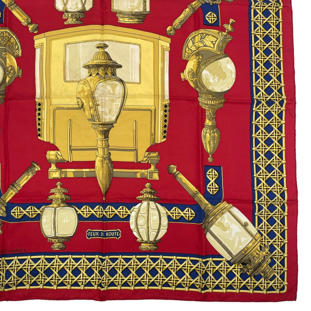 Hermes Scarf Silk Carre 90 Feux de Route Car Lantern Red — view 5