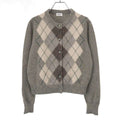 Celine Alpaca Cowl Argyle Car Digan Beige Shoulder Bag