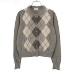 Celine Alpaca Cowl Argyle Car Digan Beige Shoulder Bag
