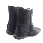 Chanel Vintage CC Logo Embroidery Square Toe Calf Hair Side Gore Boots Black 37 — view 3