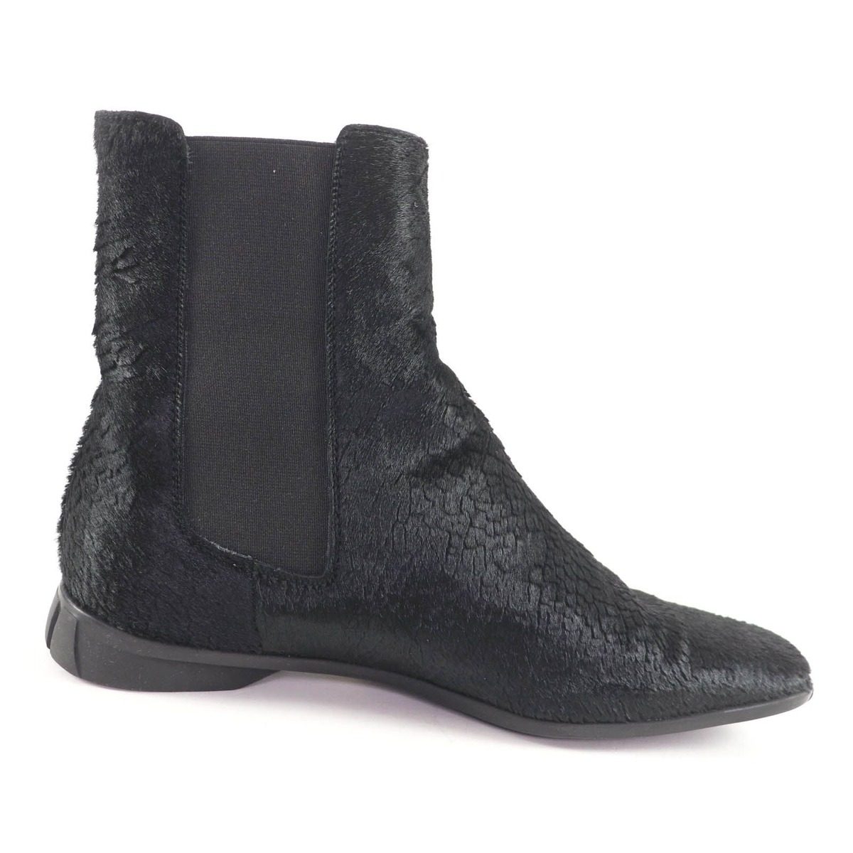 Chanel Vintage CC Logo Embroidery Square Toe Calf Hair Side Gore Boots Black 37 — view 6